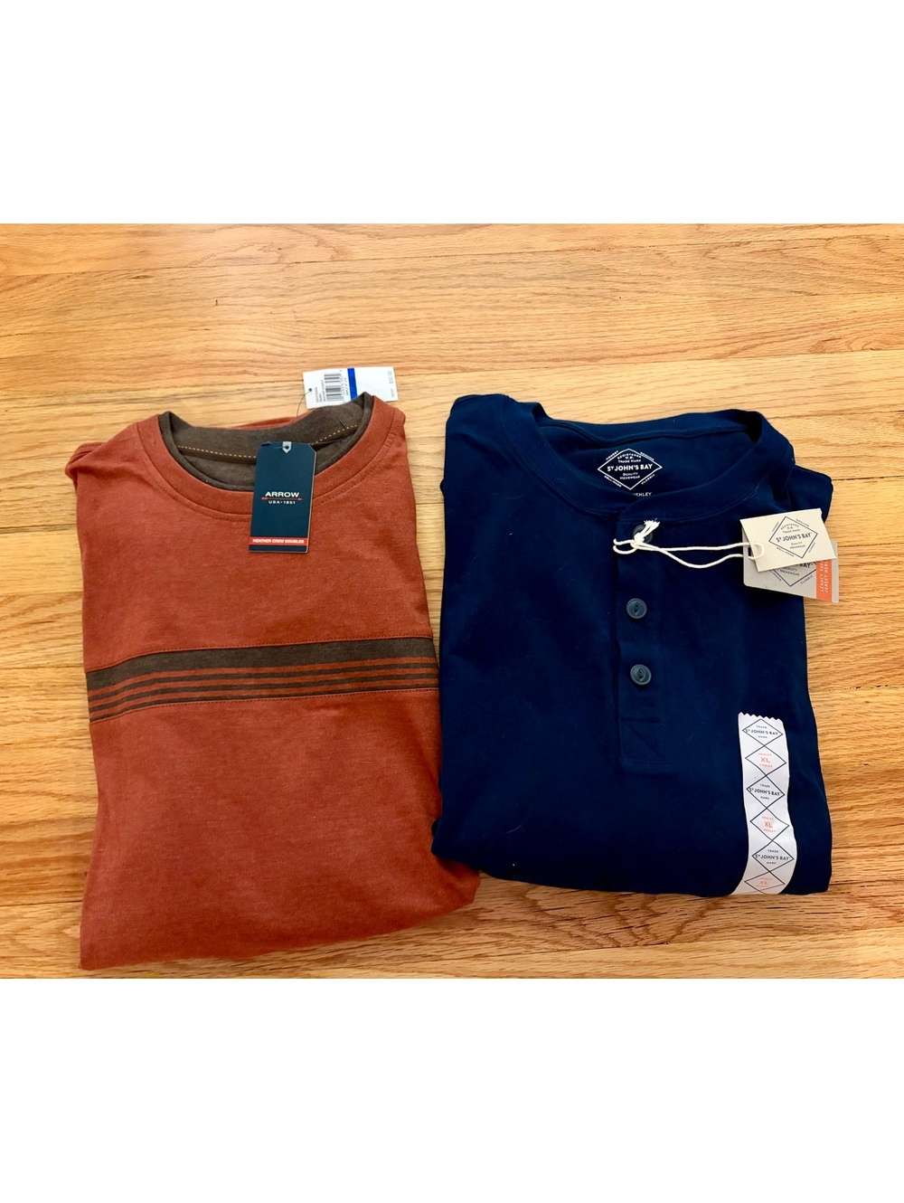 Men’s XL Long Sleeve Shirt Lot NWT Arrow St John’s Bay Henley Crew Neck